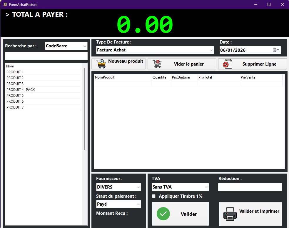 LOGICIEL GESTION COMMERCIALE برنامج تسيير المحلات التجارية - BNSOFT V2.0.0