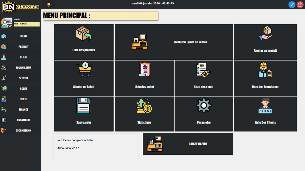 LOGICIEL GESTION COMMERCIALE برنامج تسيير المحلات التجارية - BNSOFT V2.0.0